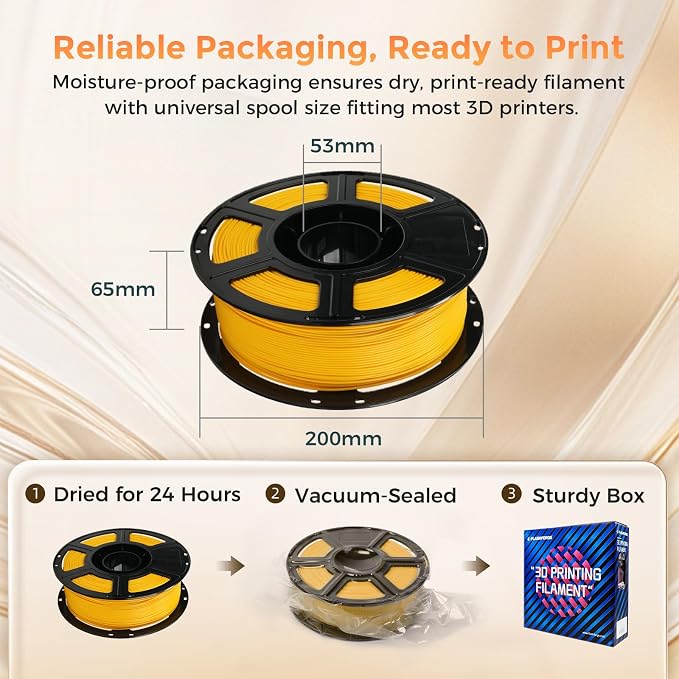 FLASHFORGE PLA Filament 1.75mm +/- 0.02mm, Matte Yellow 3D Printer Filament 1kg - Image 7