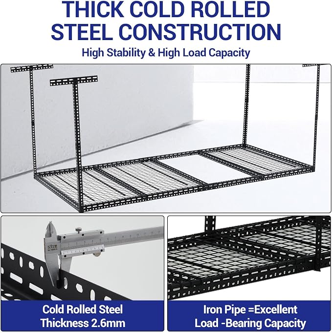 4x6 FT Overhead Garage Storage Rack, Steel Ceiling Storage Rack - Image 5