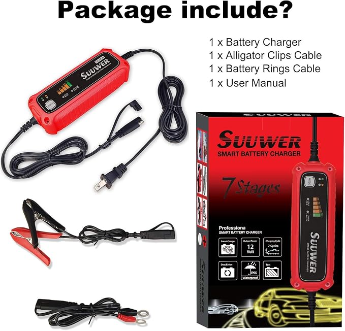 High-Efficiency 12V 5-Amp Smart Car Battery Charger, Battery Maintainer - Image 6