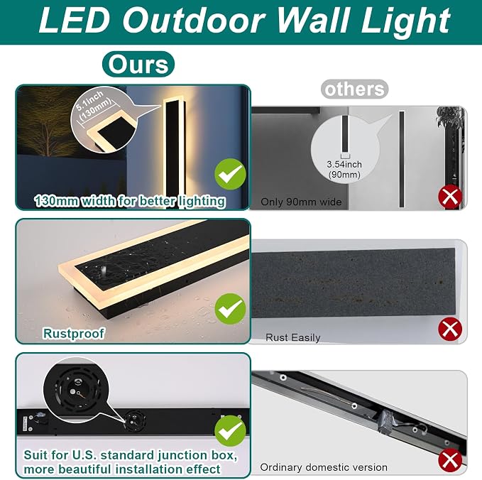 2 Pack Modern Outdoor Wall Lights - Image 4