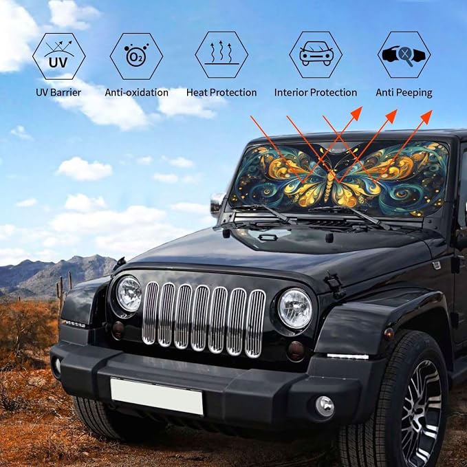 Beautiful Butterfly Car Sun Shade Windshield Sunshade Foldable Front Window - Image 5