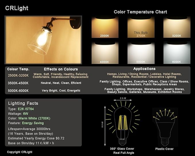 LED Edison Bulb 4W, Antique 40W Vintage Edison Bulb, E26 Light Bulb Non - Image 4
