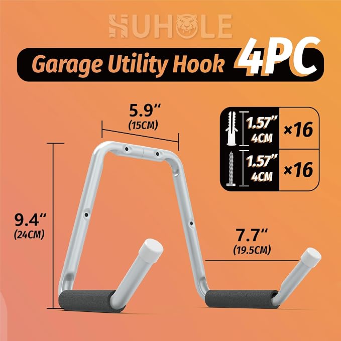 HUHOLE Garage Jumbo Utility Hanger, U Shape Tool Bracket - Image 2