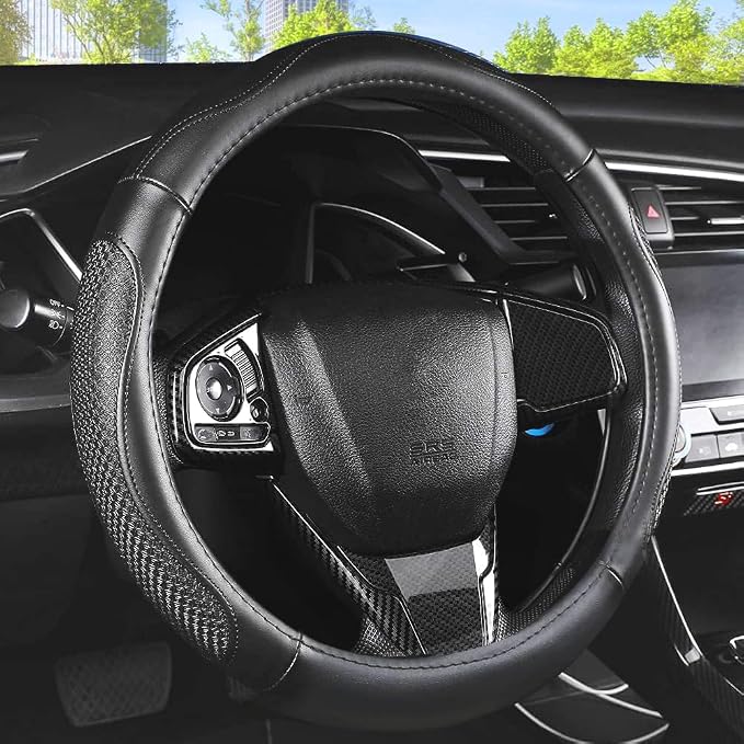 Leather Car Steering Wheel Cover 15 inch Universal Fit Microfiber Steering by XIANGDINGCAR