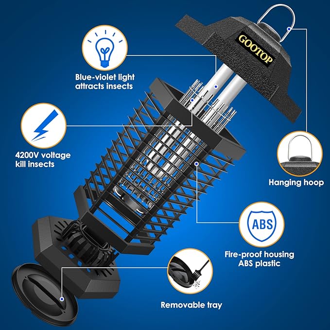 GOOTOP Bug Zapper Outdoor, Mosquito Zapper, 3 Prong Plug in Electric Fly Zapper - Image 4
