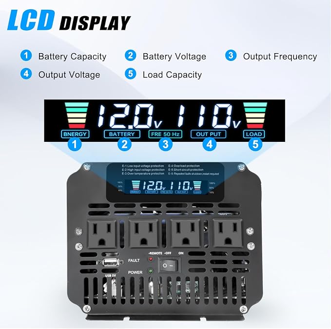 4000 Watt Power Inverter, Car Inverter 12V DC to 110V/120V AC Converter - Image 2