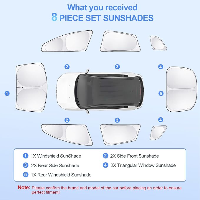 8pcs Car Window Shades for Tesla Model S2012-2025 2026 Accessories, Windshield - Image 7