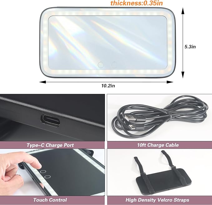 Car Visor Vanity Mirror with Light, LED Sun Visor Mirror, Truck Makeup Mirrors - Image 4