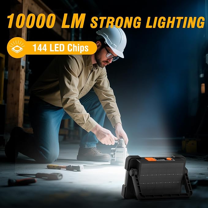 120W Solar Rechargeable Work Light, 144 LED 10000LM Led Work Light - Image 2