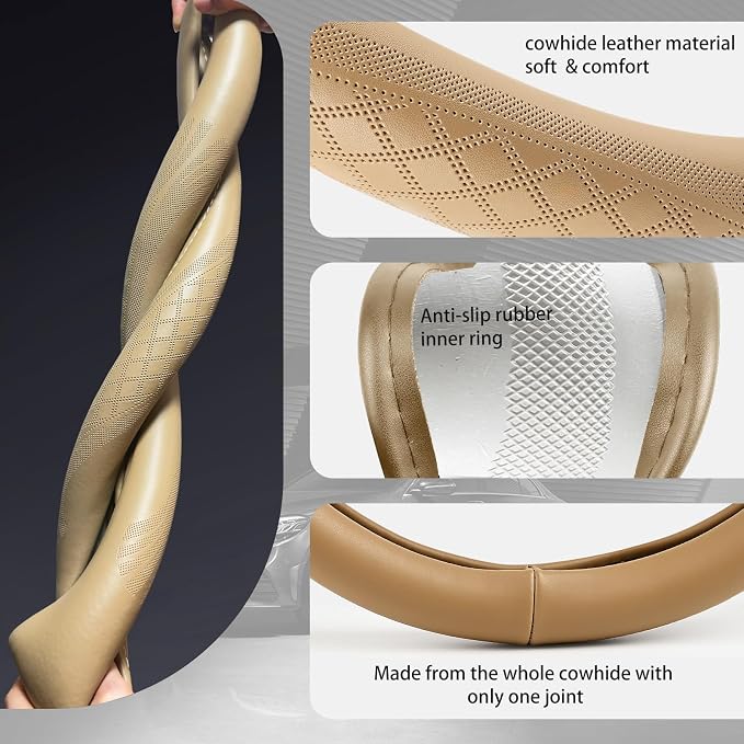 【2025 Model】 High-Grade Real Cowhide Steering Wheel Cover - Image 4