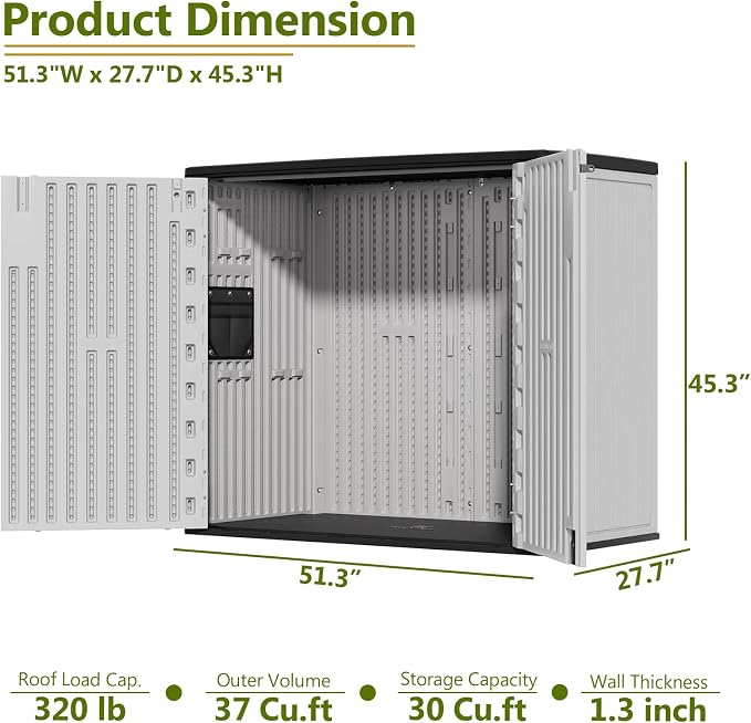 HOMSPARK 37 Cu.Ft Outdoor Storage Shed Weather Resistant - Image 4