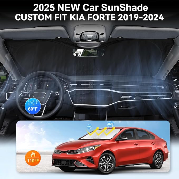 Custom Fit Kia Forte Windshield Sunshade - Image 3