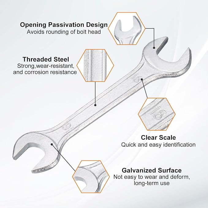 HARFINGTON 5pcs Double Open End Wrench 16mm x 18mm Metric 15 Degree Offset - Image 4