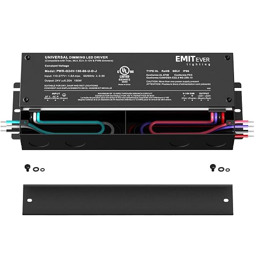 EMITEVER Dimmable Led Driver, 150W AC 110V-277V to DC 24V Transformer, 5-in-1 - Image 2