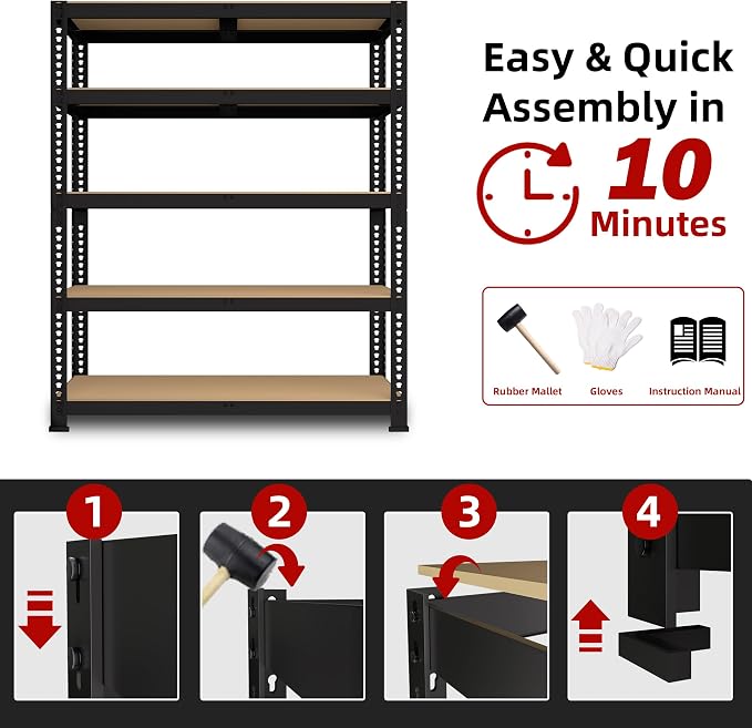 35.5" W x 16" D x 71" H Adjustable Garage Storage Shelves - Image 7