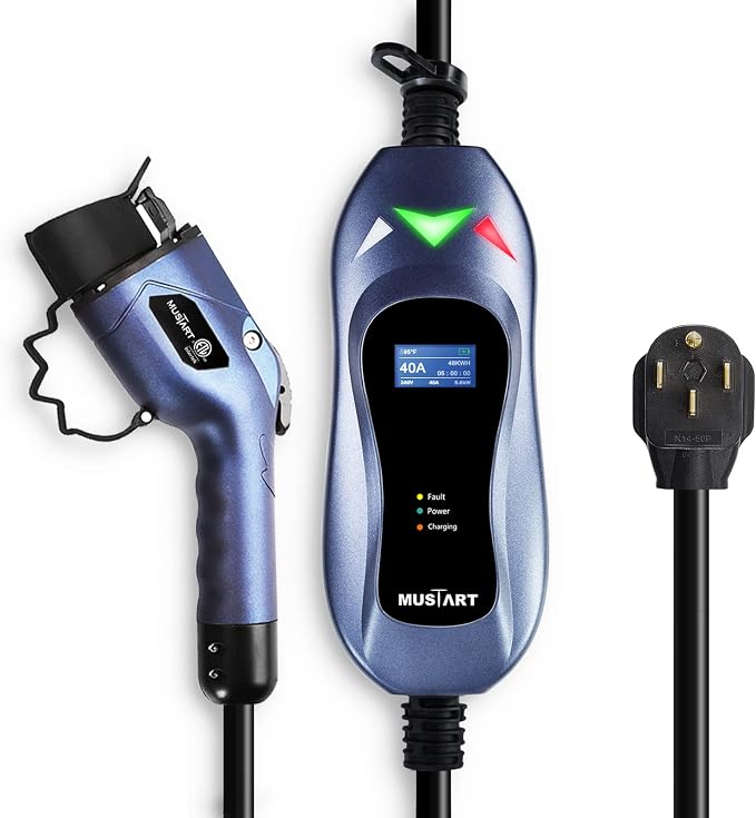 Level 2 EV Charger, 40 Amp, 240 Volt, 25ft Cable, Electric Vehicle Portable by MUSTART