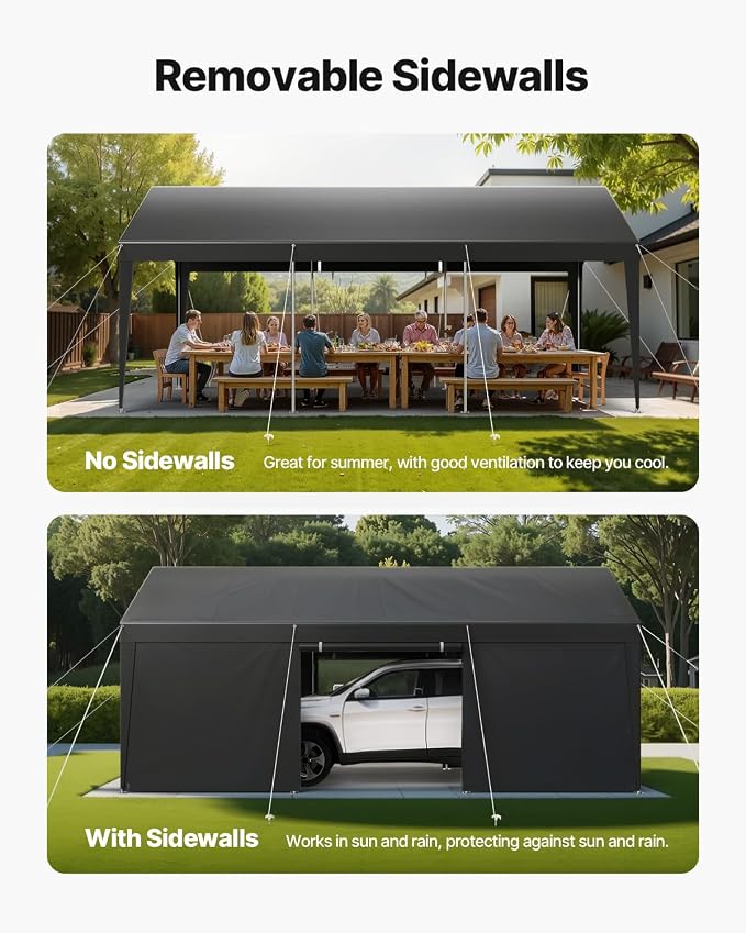 VEVOR 12x20 FT Heavy Duty Carport, Portable Car Canopy - Image 6