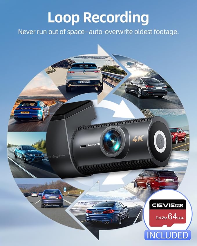 4K Dash Cam Front and Rear, 64GB SD Card, 1.5” IPS Display Car Camera, 5Ghz - Image 3