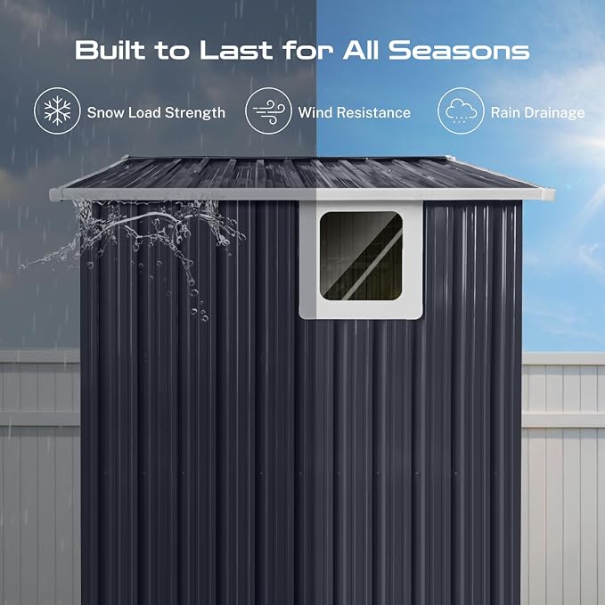 7' x 4.3' Outdoor Storage Shed, Sturdy Metal Building w/Windows & Lockable Doors - Image 5