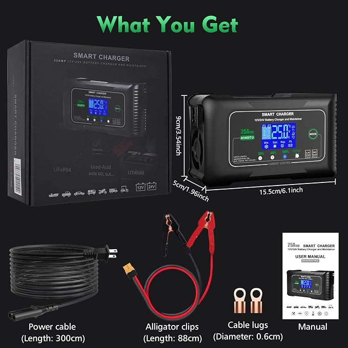 25 Amp Lithium Battery Charger, 12V and 24V Lifepo4, Lead-Acid Battery Charger - Image 6