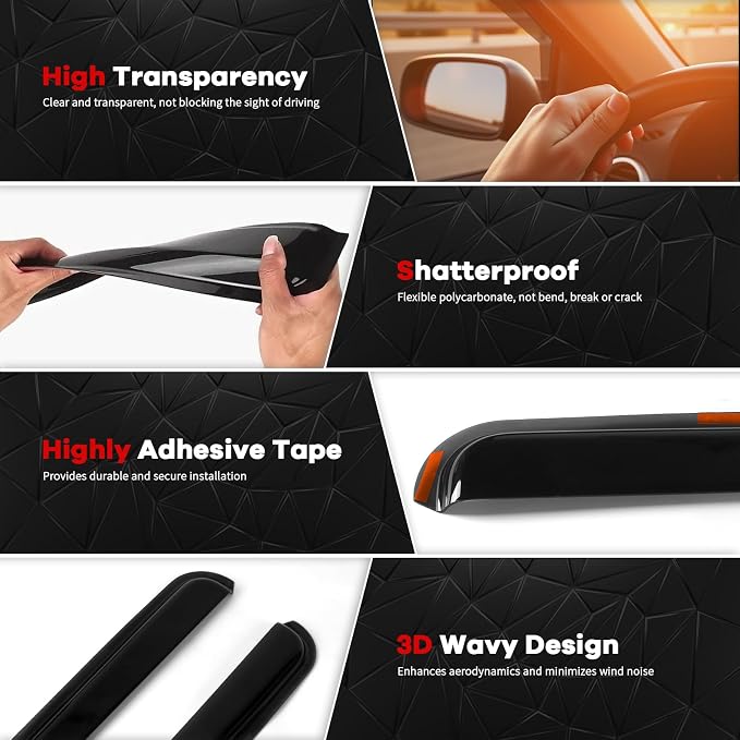 4PCS in Channel Rain Guards for Toyota Tundra Crew Max 2007 2008 2009 2010 2011 - Image 4