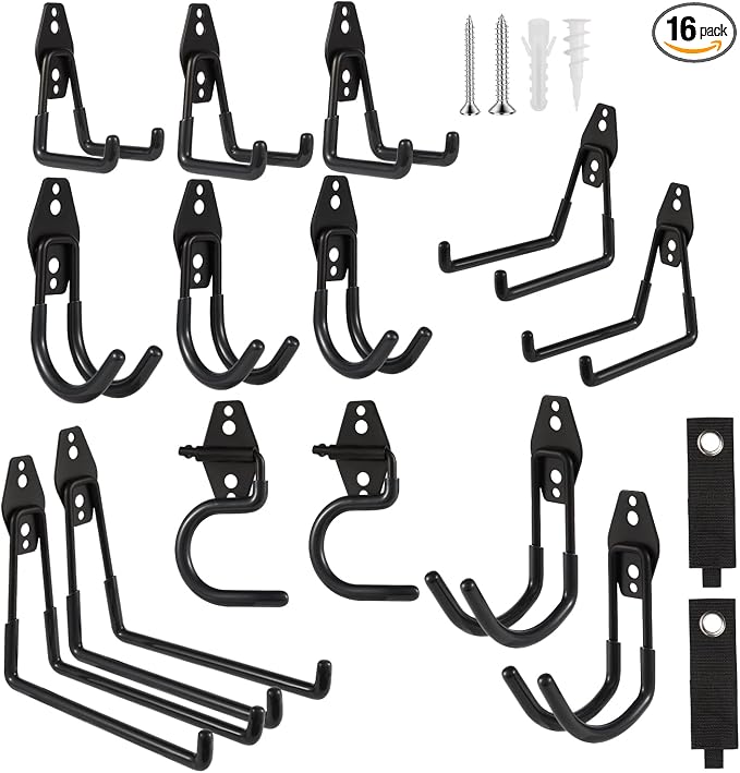 Garage Hook Heavy Duty Wall Storage Hangers, 16 Pack Garage Storage Hooks Steel by Unknown