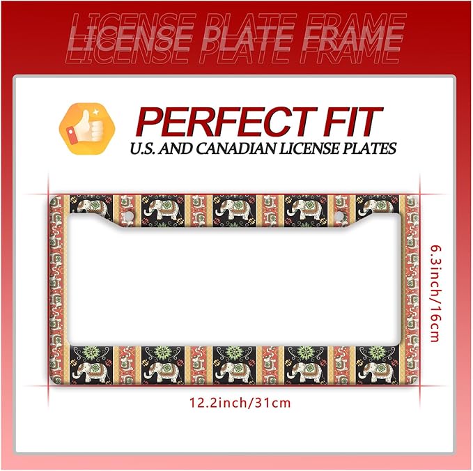 Tribal Elephant License Plate Frame Boho Animal License Plate Frames Funny Auto - Image 7