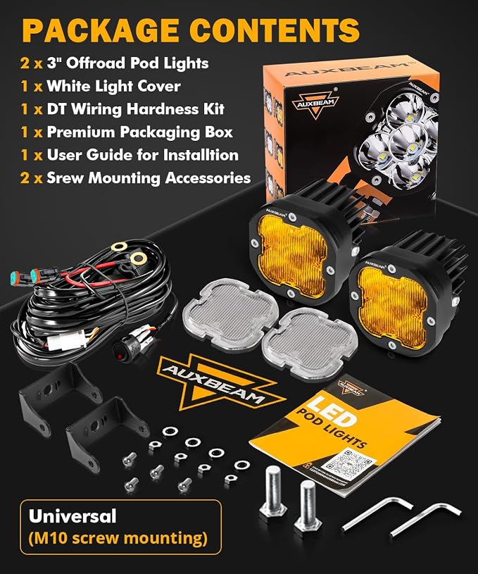 Auxbeam XP-Ultra Series 3 Inch Flood Beam LED Pods, 9600LM White Offroad - Image 6