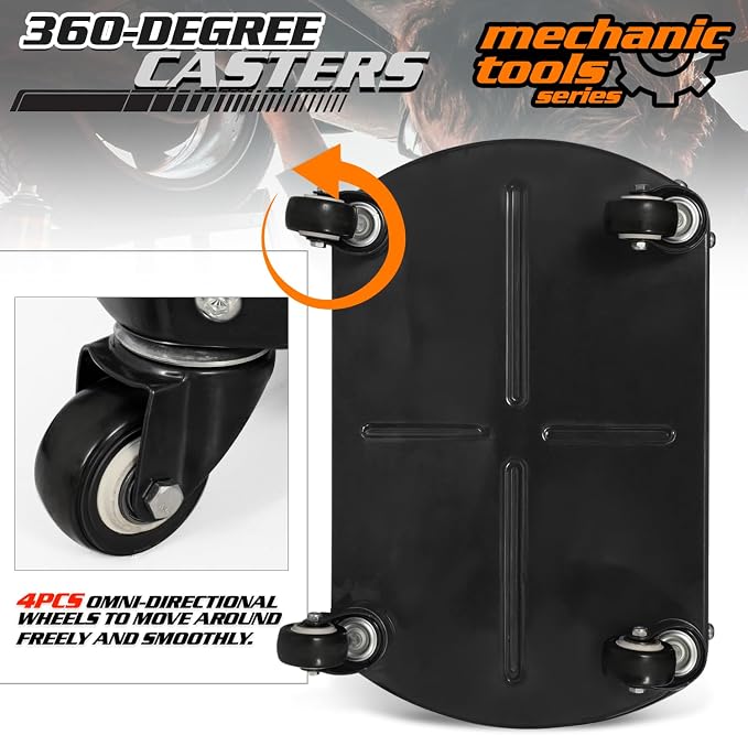 M-AUTO Heavy Duty Garage Rolling Work Seat 300LBS Capacity Mechanics Stool - Image 7