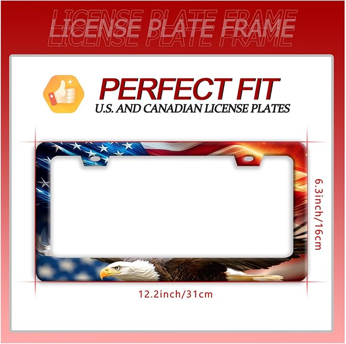 American Flag Eagle License Plate Frame Patriotic Flag License Plate Holder - Image 7