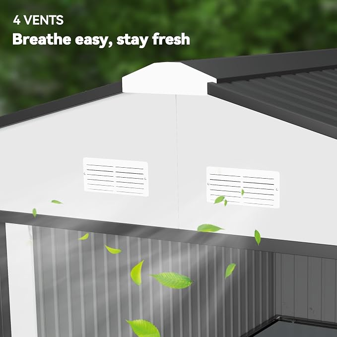 Outsunny 11' x 13' Outdoor Storage Shed, Garden Tool Metal Shed - Image 8