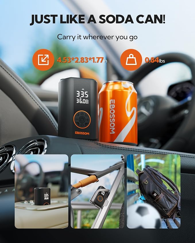Tire Inflator Portable Air Compressor, Mini Cordless Air Pump 3X Fast Inflation - Image 3