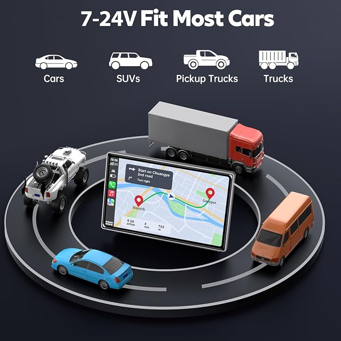 Upgrade Wireless Carplay Screen, Android Auto, Portable 7" HD IPS Screen - Image 6