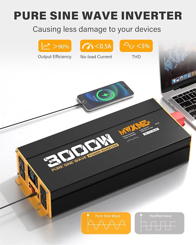 3000W Pure Sine Wave Inverter 24V DC to 110V 120V AC Converter - Image 3