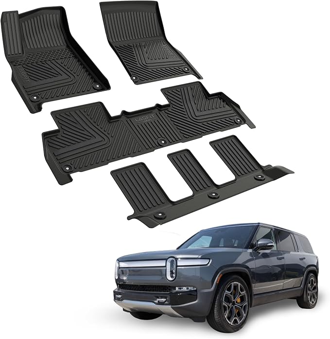 LASFIT Floor Mats for Rivian R1S 2022 2023 2024, All Weather Floor Liner TPE - Image 9