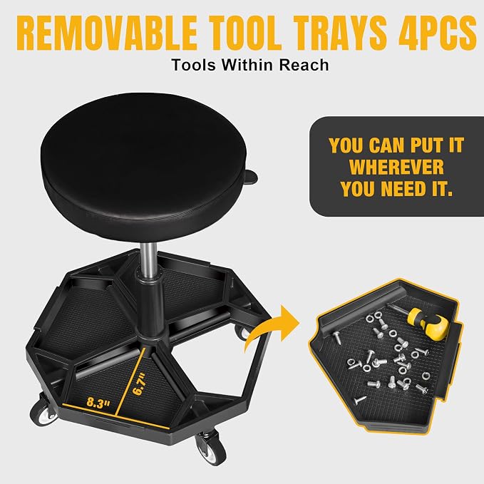 YELLOW JACKET Rolling Garage Seat - Image 4