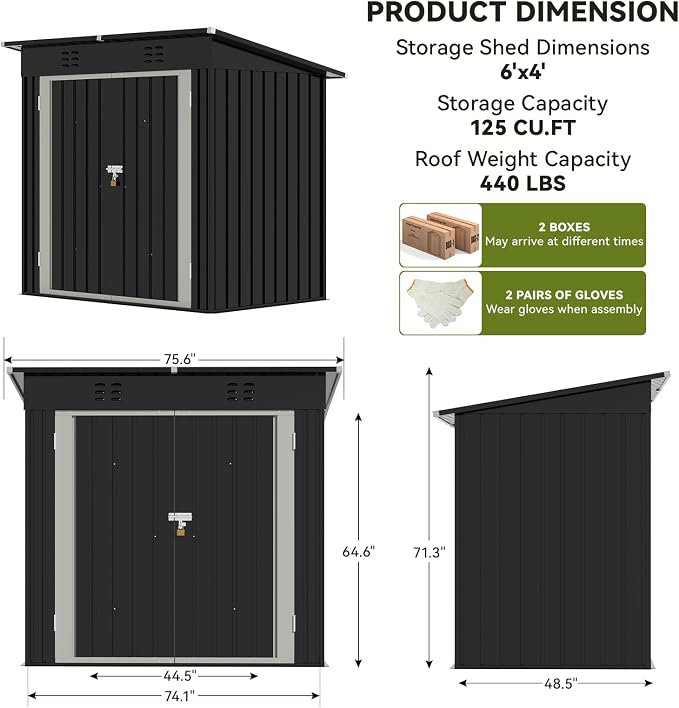 COMHOMA Shed Outdoor Storage Shed Metal, Lockable Doors Tool Sheds - Image 2