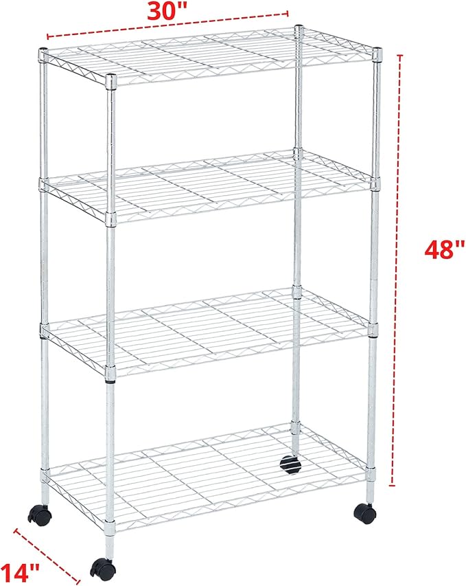 Heavy Duty 4 Tier Wire Shelving Unit Storage Rack, Metal Shelves Utility - Image 3