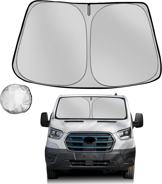 Windshield Sun Shade for 2022-2025 Ford E-Transit Foldable Sun Sunshade for Car by Fonowka