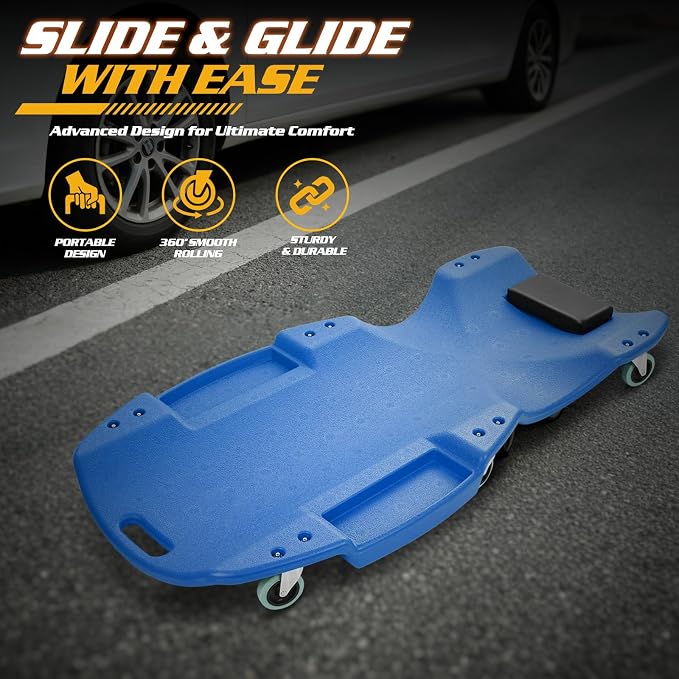 Magshion Mechanic Creeper with Padded Headrest & Tool Trays – 440 lbs Capacity - Image 9