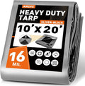 AROIC 10x20FT Heavy Duty Tarps, Waterproof 16 Mil Thick Camping Tarp by AROIC