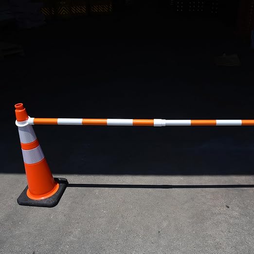 8-Pack Retractable Traffic Safety Cone Bar - 4Ft to 8.8Ft Expandable - PVC - Image 8