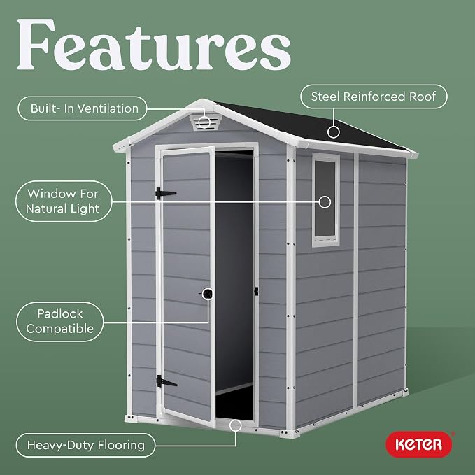 Keter Manor 4x6 Resin Outdoor Storage Shed Kit-Perfect to Store Patio Furniture - Image 3