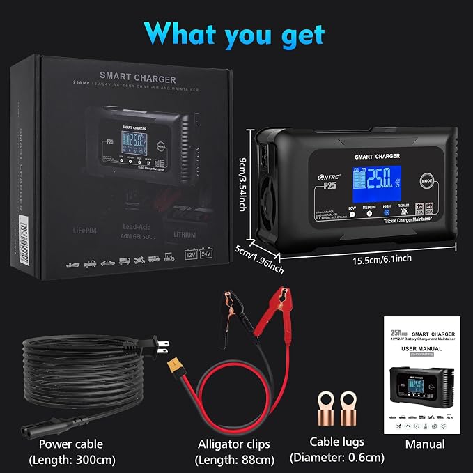 25Amp Lithium Battery Charger, 12V and 24V Lead-Acid Battery Charger, Battery - Image 7