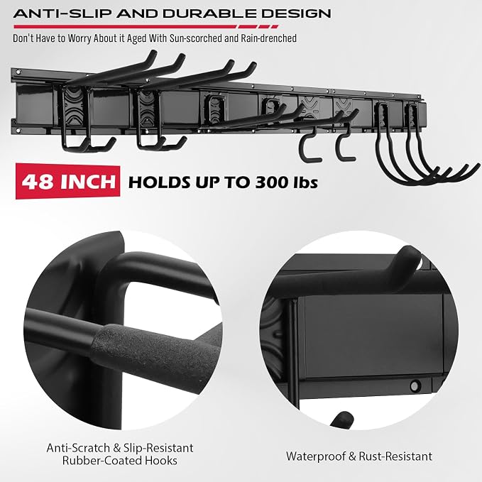 48" Heavy Duty Garage Wall Organizer, Wall Mount Tool Storage Rack - Image 5