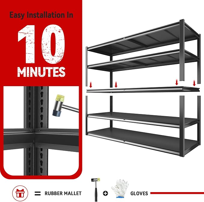 REIBII 78" H Garage Shelving, Storage Shelves Heavy Duty Load 3000LBS, - Image 8