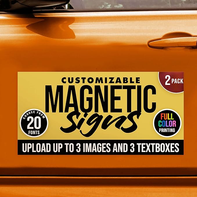 2-Pack, 30 mil Customized Vinyl Car Magnets, Personalized Magnetic Sheets by BasicFundamentals