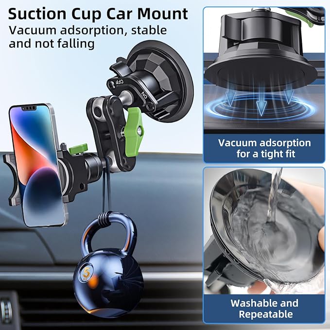 HEMMOTOP Suction Cup Car Phone Mount, 12 in Heavy Duty Metal Cell Phone Holder - Image 2