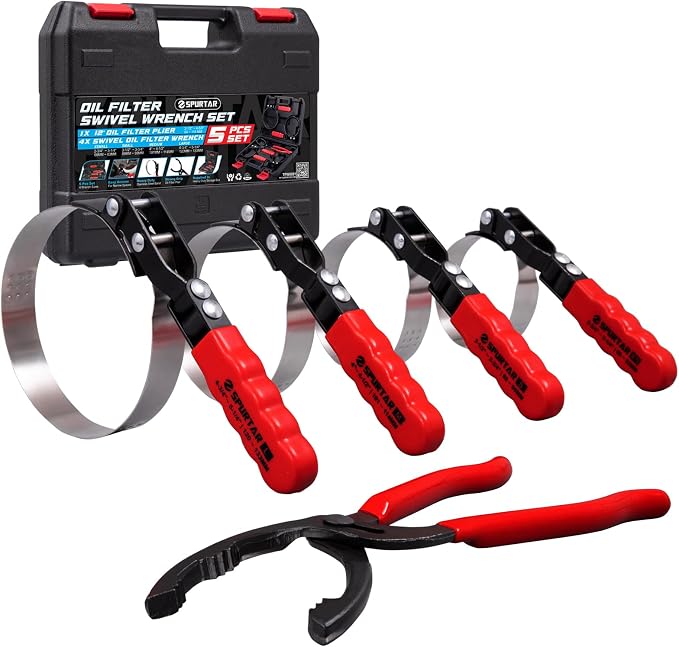 Spurtar Swivel Oil Filter Wrench Set of 5 Adjustable Wrench 2-3/4" to 5-1/4" by Spurtar%C2%AE
