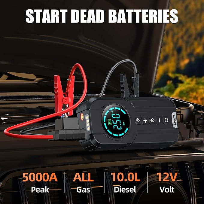 5000A Jump Starter with Air Compressor, 150PSI Battery Jumper Starter Portable - Image 2